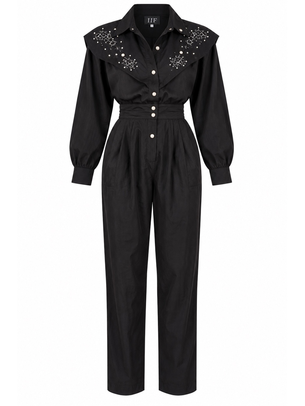 Vintage IIF Black Embellished Western Jumpsuit